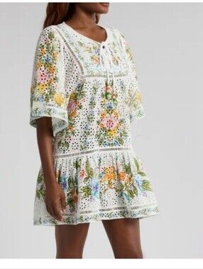Farm Rio Sweet Bouqyet Swim Cover Up Dress Sz M